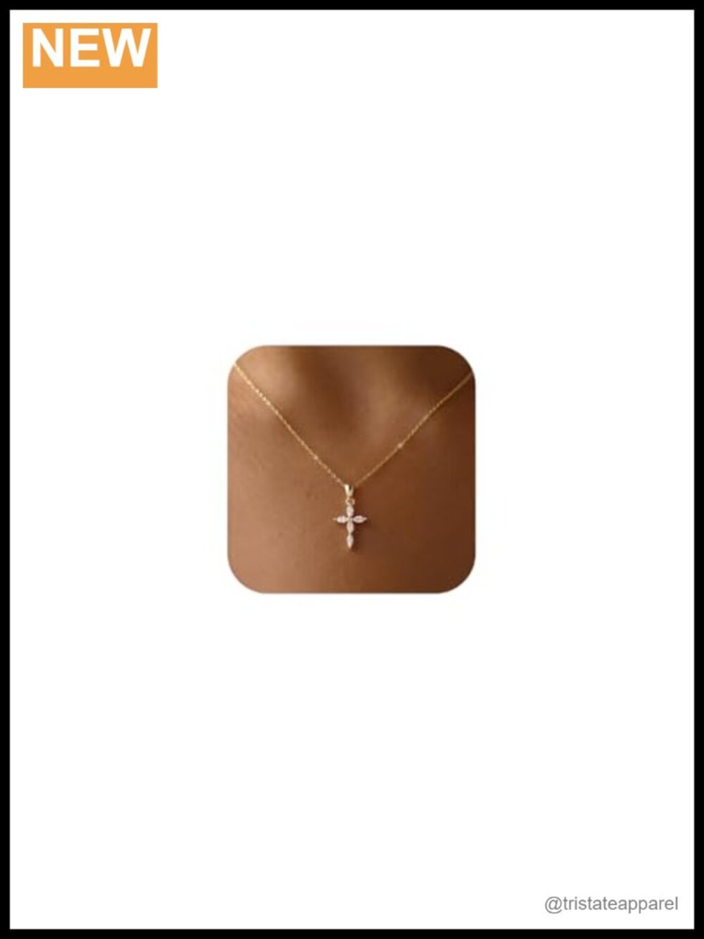 14K Gold Plated Cross Necklace CZ Pendant Dainty Women's Jewelry